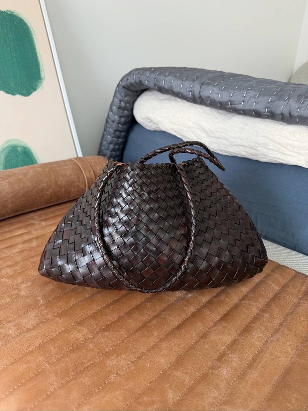 Dragon Diffusion Dark Brown Woven Shoulder Bag - Picture 6 of 9